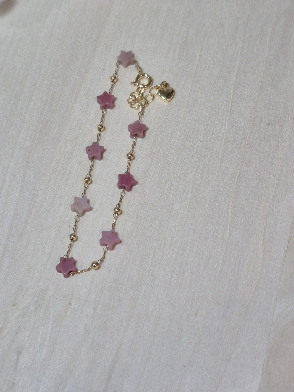 🩷⭐️NEW🩷⭐️ PRETTY!! RHODOCROSITE Micro Paper Clip Natural Stone Star Bracelet